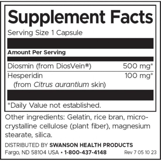 SWANSON Diosmin & Hesperidin 600 мг / 60 капсули на супер цена
