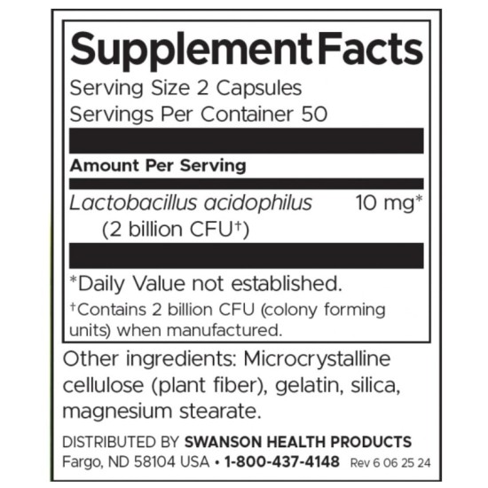 Swanson Lactobacilius acidophilus 100 капсули на супер цена