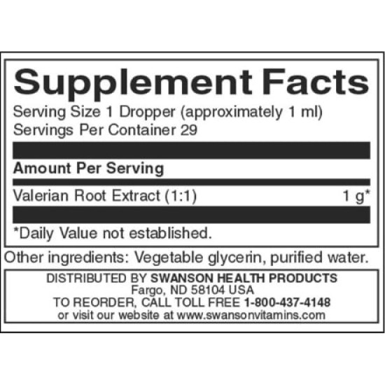 SWANSON Valerian Root Liquid Extract 29.6 мл на супер цена