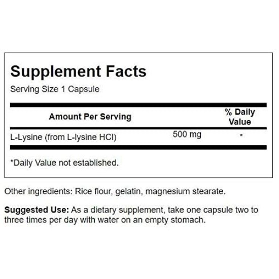 Swanson L-Lysine - Free Form 500 mg / 100 caps на супер цена