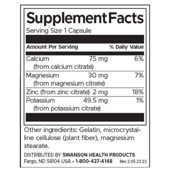 Swanson Mineral Citrate Complex 60 капсули на супер цена