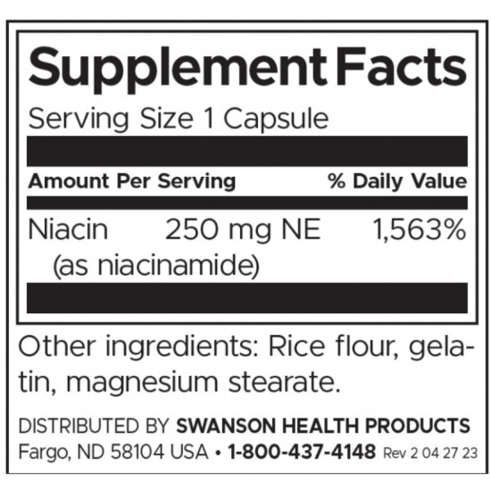 Swanson Niacinamide 250 мг / 250 капсули на супер цена