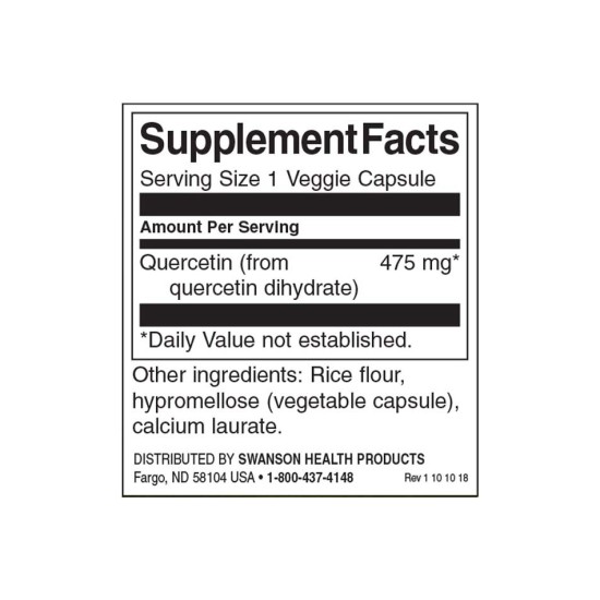 Swanson Quercetin - High Potency 475 мг / 60 капсули на супер цена