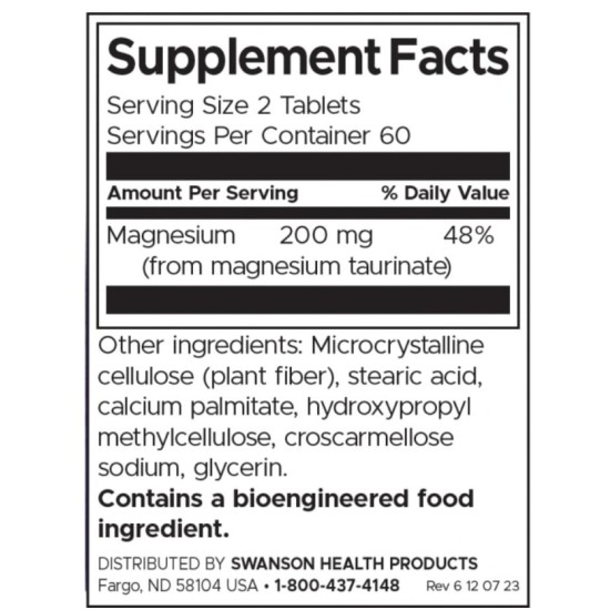Swanson Magnesium Taurate 100 мг / 120 таблетки на супер цена