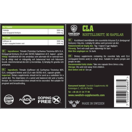 SWEDISH Supplements CLA 1000 90 дражета / 90 Дози на супер цена