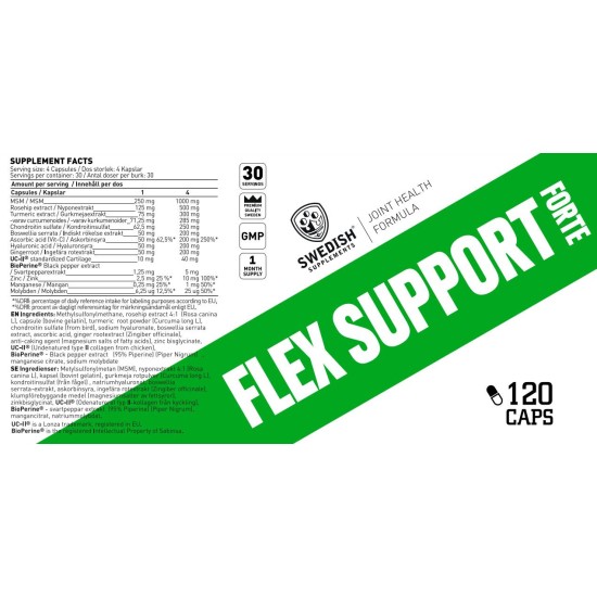 SWEDISH Supplements Flex Support Forte | with UC-II® 120 капсули на супер цена