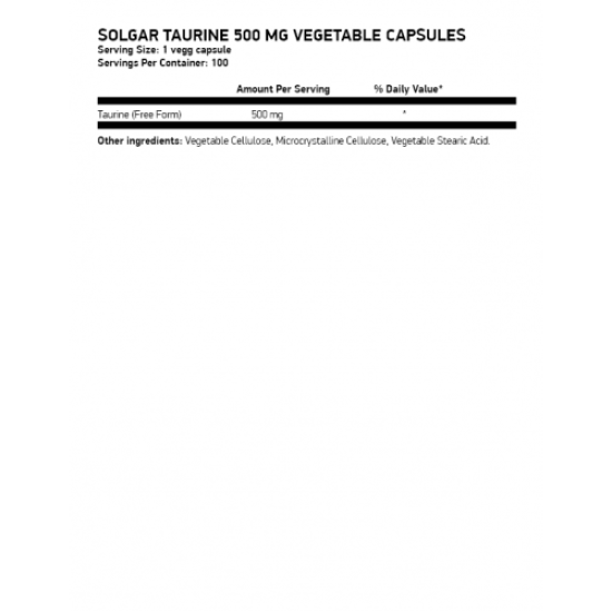 Solgar Taurine 500 mg, 100 vcaps на супер цена