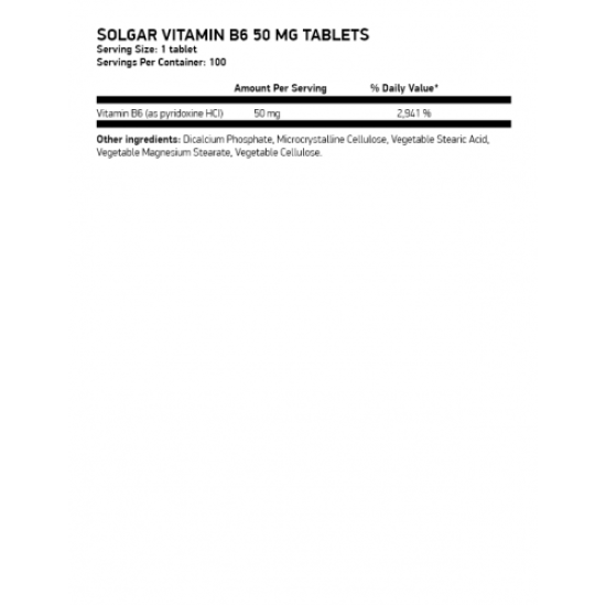Solgar Vitamin B6 50 mg Tablet, 100 tabs на супер цена