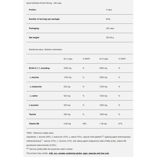 Sport Definition BCAA Strong 240 капсули на супер цена