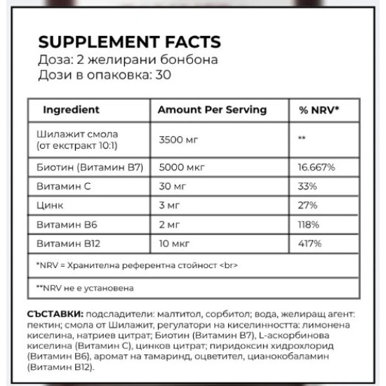 Testograph Shilajit Gummies 1750 мг / 60 желирани бонбони на супер цена