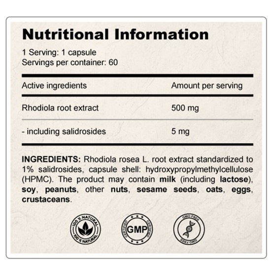 True Health Rhodiola Rosea 500 мг / 60 капсули на супер цена