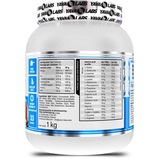 Yava Labs Casein Protein | Milk Protein Concentrate 1000 гр на изгодни цени Yava Labs Casein Protein | Milk Protein Concentrate 1000 гр на супер цена
