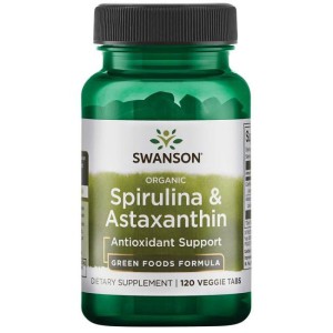 Swanson Органична Спирулина и Астаксантин 120 TABS