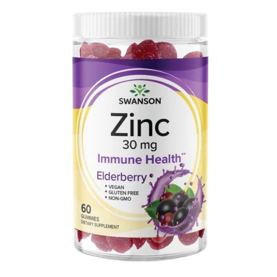 Swanson Zinc Gummies - Elderberry 60 дъвчащи таблетки на супер цена