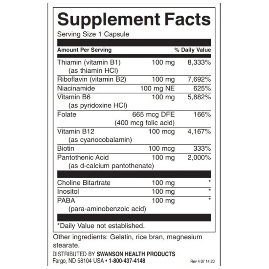 Swanson Balance B-100 Complex - High Potency 300 капсули на супер цена