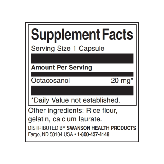 Swanson Octacosanol - Maximum Strength 30 капсули на супер цена