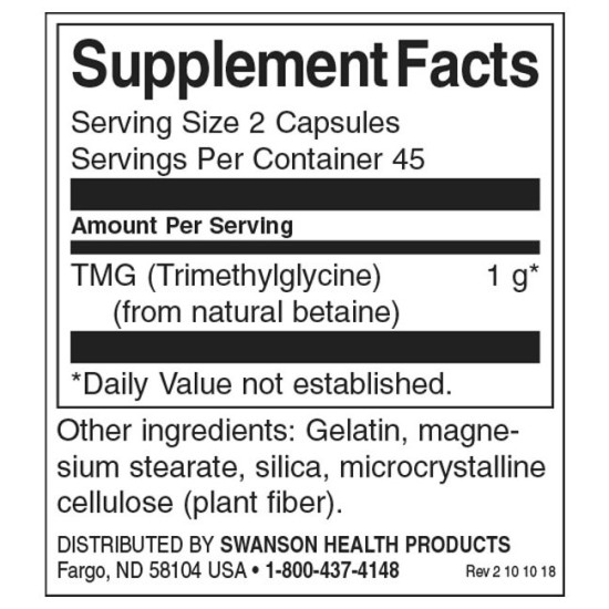 Swanson TMG (Триметилглицин) 90 CAPS на супер цена