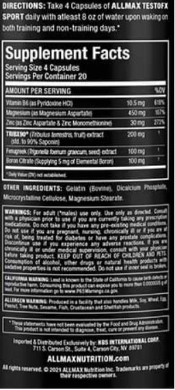Testofx Label ᐉ allmax TESTOFX SPORT: TESTOSTERONE SUPPORT 80 капсули на топ цена ...