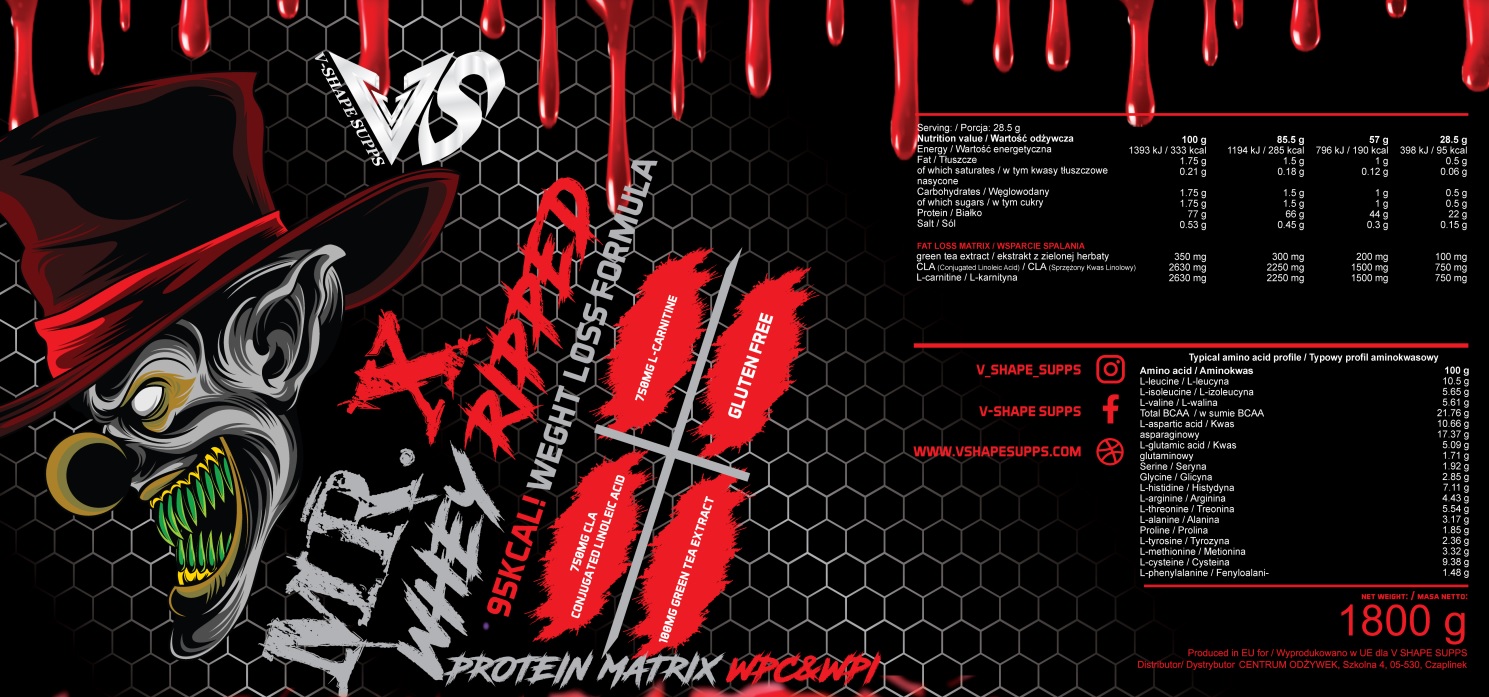 Mr Ripped ᐉ V-SHAPE SUPPS MR X WHEY RIPPED 1800 g / 63 дози на топ цена ...